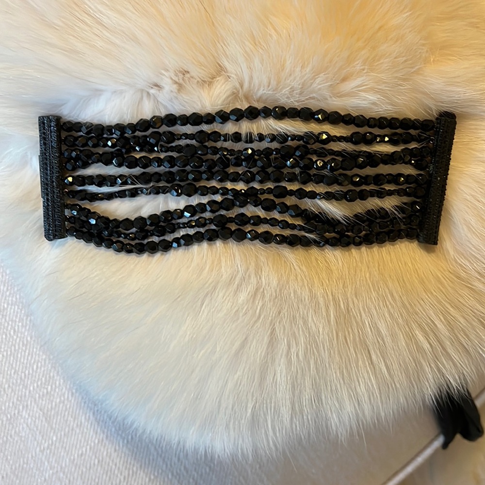 Christian Dior black beaded bracelet, vintage length 7 1/2 width 2 1/2
